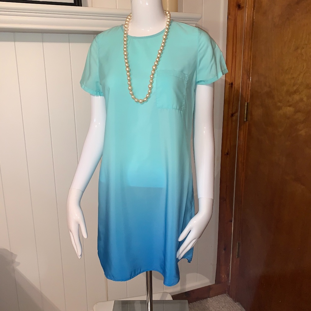 Charming Charlie Turquoise and Blue Ombré Dress